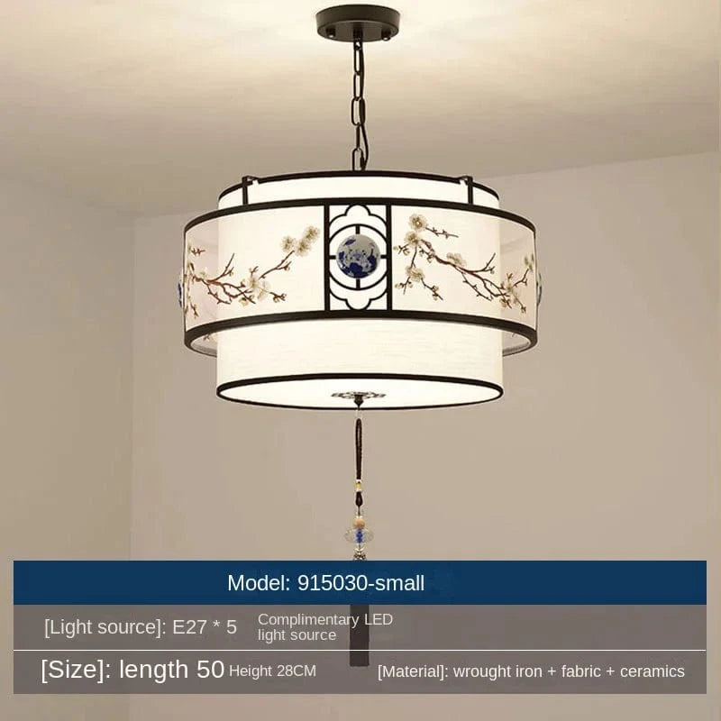 Lustre rétro rond pour restaurant chinois : Lampe suspendue créative de la nouvelle collection orientale | Marco Lucetti Noir 50cm
