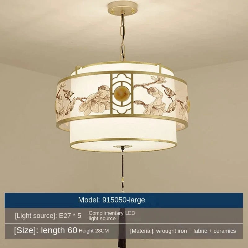 Lustre rétro rond pour restaurant chinois : Lampe suspendue créative de la nouvelle collection orientale | Marco Lucetti Or 60cm
