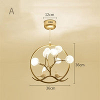 Lustre Rhym - Design Moderne avec Arbre et Oiseaux | Marco Lucetti A - Doré - Chaude