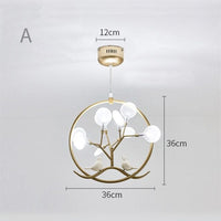 Lustre Rhym - Design Moderne avec Arbre et Oiseaux | Marco Lucetti A - Doré - Froide