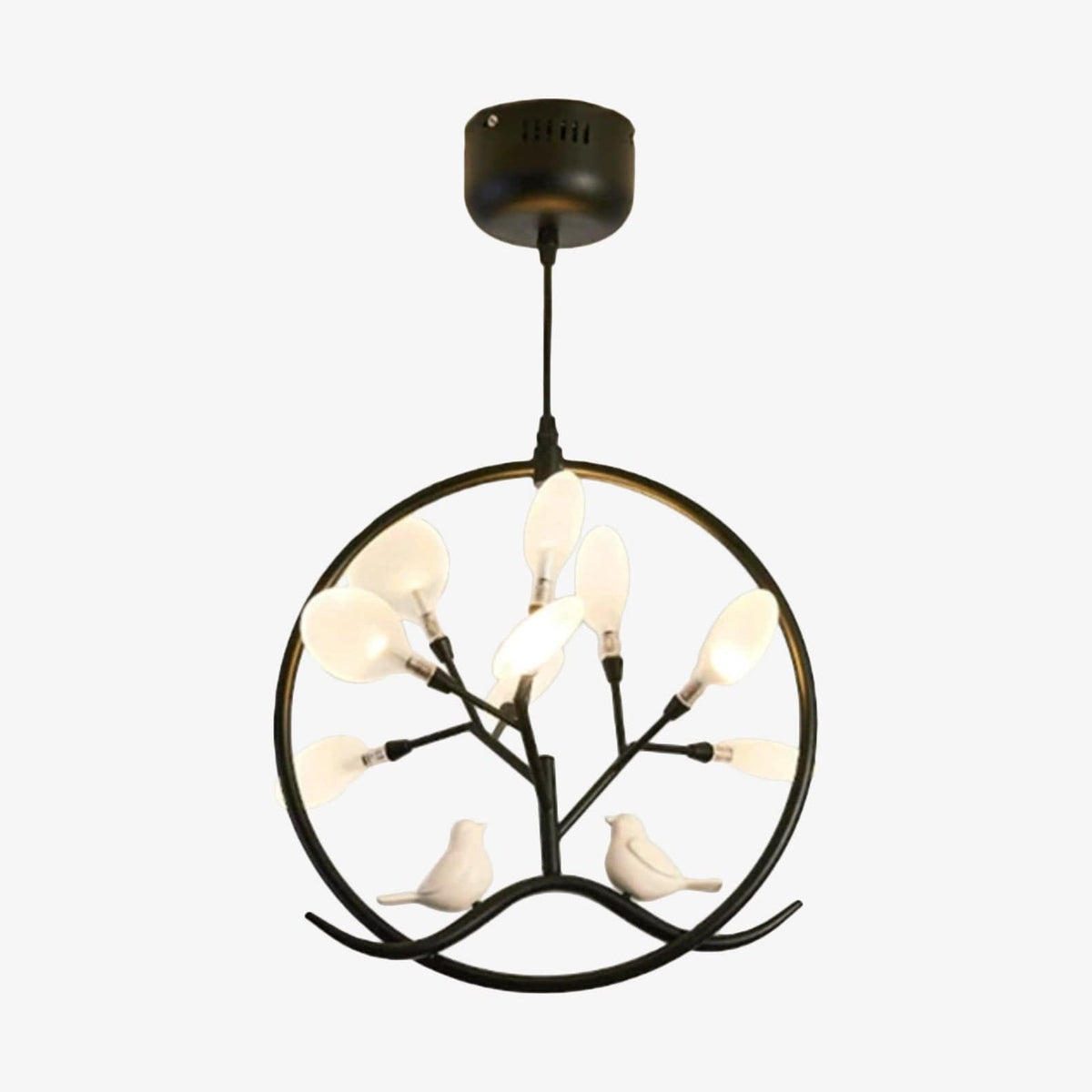 Lustre Rhym - Design Moderne avec Arbre et Oiseaux | Marco Lucetti A - Noir - Chaude