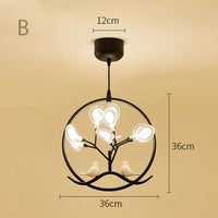 Lustre Rhym - Design Moderne avec Arbre et Oiseaux | Marco Lucetti B - Noir - Chaude