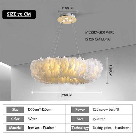 Lustre rond design LED Pluma Glow | Marco Lucetti D70cm / Blanc