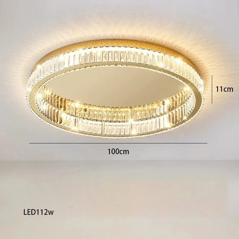Lustre rond en cristal de luxe à LED dimmable | Marco Lucetti 100 cm / Argent / Lumière naturelle