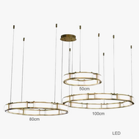 Lustre rond LED en marbre post-moderne avec intensité ajustable