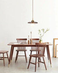 Lustre rond nordique en bois massif de noyer - Collection Scandinave | Marco Lucetti