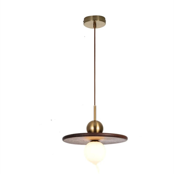 Lustre rond nordique en bois massif de noyer - Collection Scandinave | Marco Lucetti