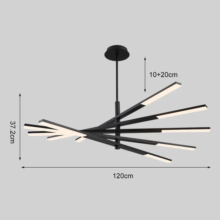 Lustre Rotatif Luxe pour Salle à Manger | Marco Lucetti 10 têtes noires 96W / RC à intensité variable