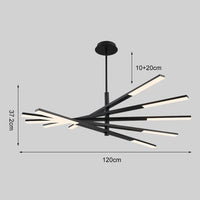 Lustre Rotatif Luxe pour Salle à Manger | Marco Lucetti 10 têtes noires 96W / RC à intensité variable