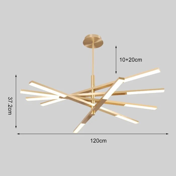 Lustre Rotatif Luxe pour Salle à Manger | Marco Lucetti 10 têtes or 96W / RC à intensité variable