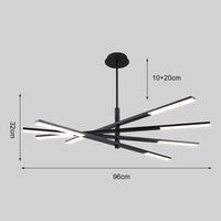 Lustre Rotatif Luxe pour Salle à Manger | Marco Lucetti 8 têtes noires 72W / RC à intensité variable