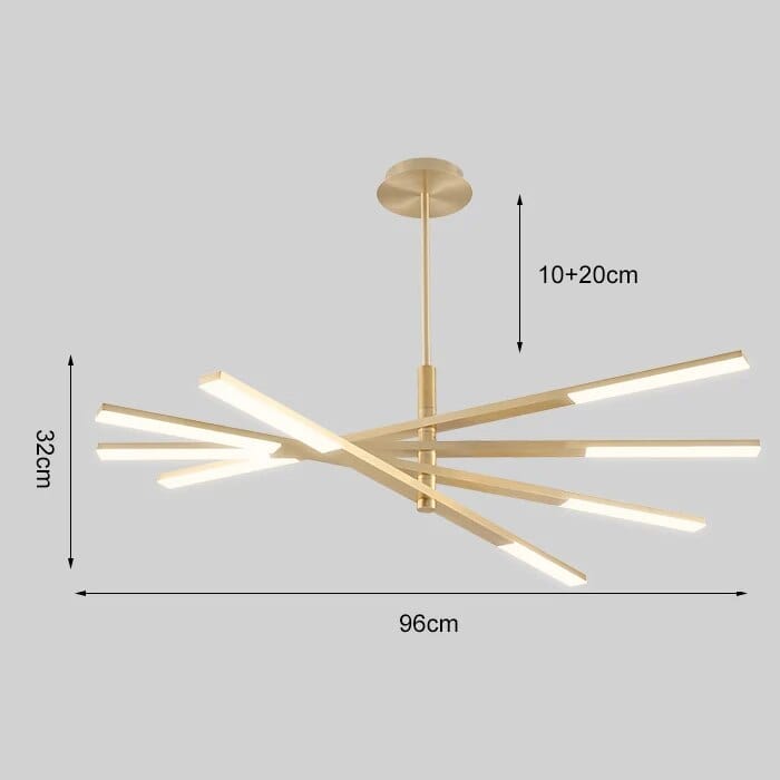 Lustre Rotatif Luxe pour Salle à Manger | Marco Lucetti 8 têtes or 72W / RC à intensité variable