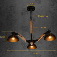 Lustre Rustic Country en Bois et Métal Antique | Marco Lucetti 3 lampes - B