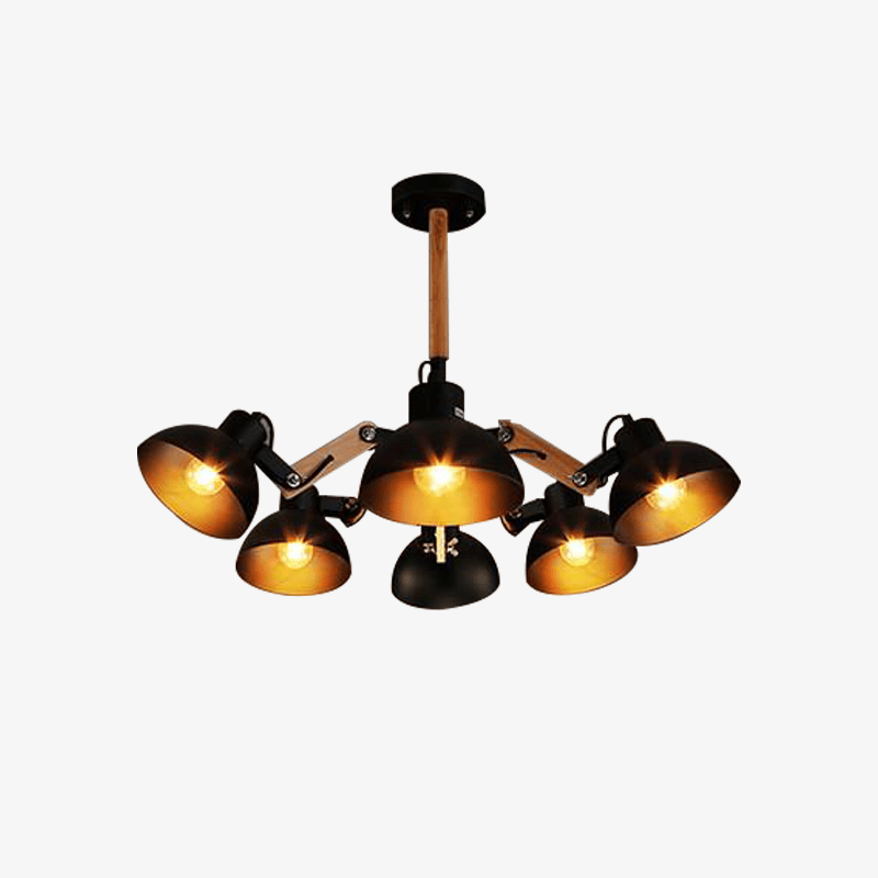 Lustre Rustic Country en Bois et Métal Antique | Marco Lucetti 6 lampes - A