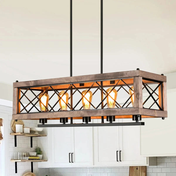 Lustre rustique en métal et bois - Collection Artisanat moderne | Marco Lucetti