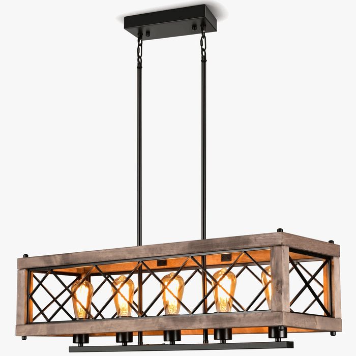 Lustre rustique en métal et bois - Collection Artisanat moderne | Marco Lucetti