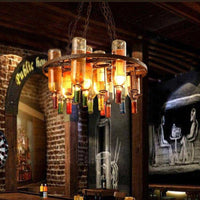 Lustre rustique rétro, métal et bouteilles verre, 60x32cm | Marco Lucetti