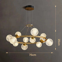 Lustre Salle à Manger Moderne - Décoration Intelligente en Verre pour un Salon Moderne - Luminaires Intérieurs LED | Marco Lucetti 12 têtes / Gradation à distance RC