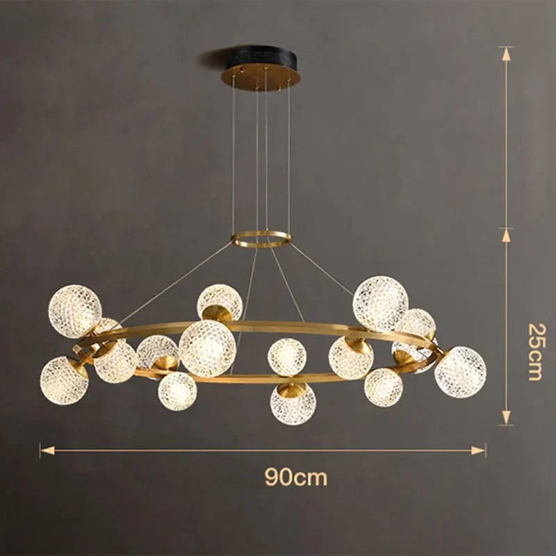 Lustre Salle à Manger Moderne - Décoration Intelligente en Verre pour un Salon Moderne - Luminaires Intérieurs LED | Marco Lucetti 16 têtes / Gradation à distance RC