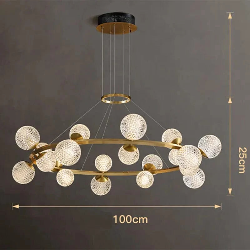 Lustre Salle à Manger Moderne - Décoration Intelligente en Verre pour un Salon Moderne - Luminaires Intérieurs LED | Marco Lucetti 20 têtes / Gradation à distance RC