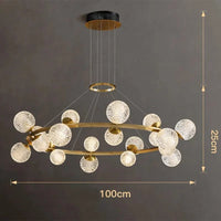 Lustre Salle à Manger Moderne - Décoration Intelligente en Verre pour un Salon Moderne - Luminaires Intérieurs LED | Marco Lucetti 20 têtes / Gradation à distance RC