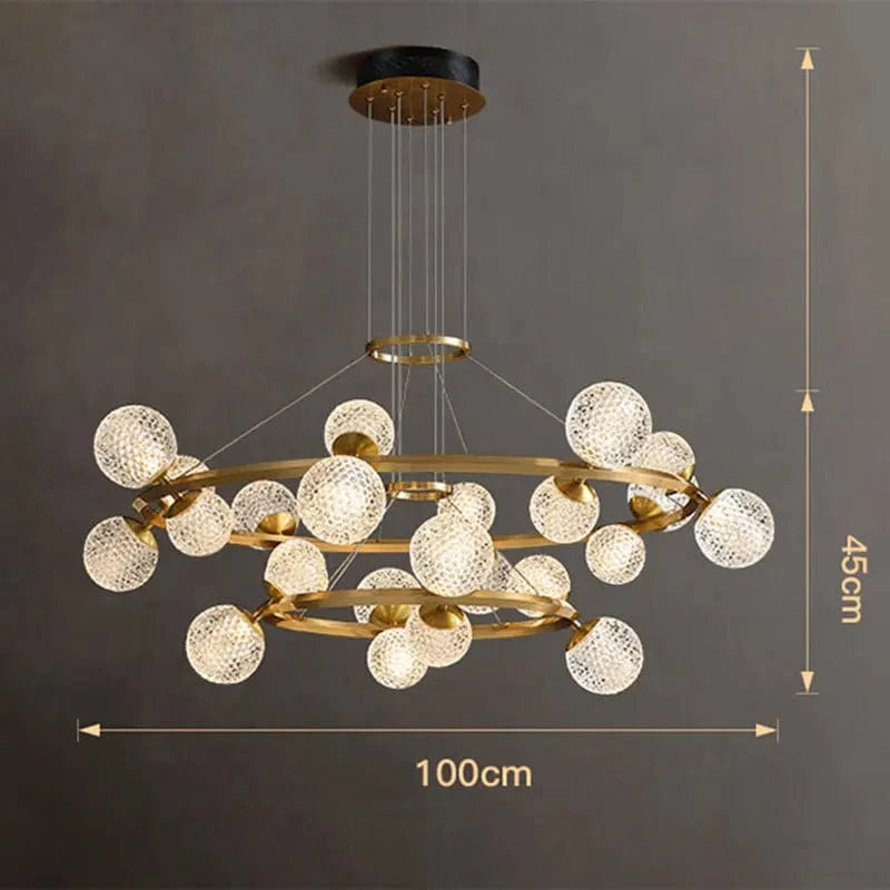 Lustre Salle à Manger Moderne - Décoration Intelligente en Verre pour un Salon Moderne - Luminaires Intérieurs LED | Marco Lucetti 24 têtes / Gradation à distance RC