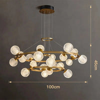 Lustre Salle à Manger Moderne - Décoration Intelligente en Verre pour un Salon Moderne - Luminaires Intérieurs LED | Marco Lucetti 24 têtes / Gradation à distance RC