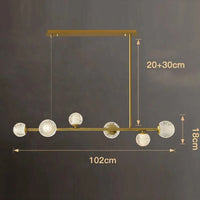 Lustre Salle à Manger Moderne - Décoration Intelligente en Verre pour un Salon Moderne - Luminaires Intérieurs LED | Marco Lucetti 6 têtes / Gradation à distance RC