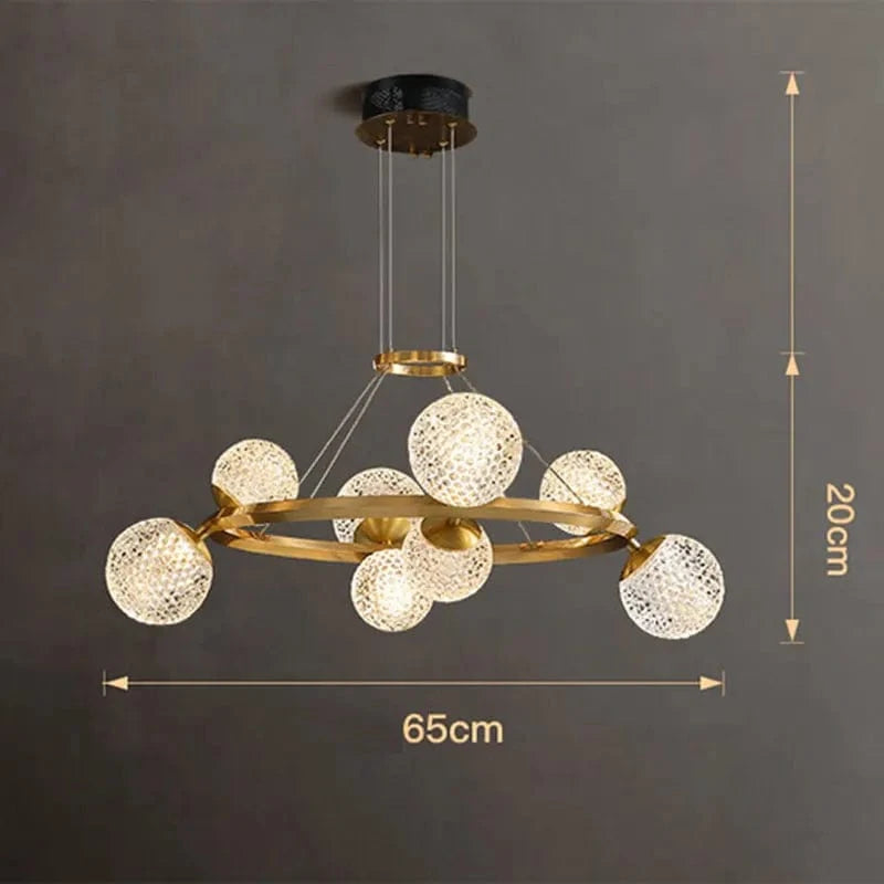 Lustre Salle à Manger Moderne - Décoration Intelligente en Verre pour un Salon Moderne - Luminaires Intérieurs LED | Marco Lucetti 8 têtes / Gradation à distance RC