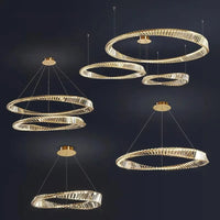 Lustre Salon moderne Led K9 Dimmable - Luxe Or Anneau Crystal Irregulier | Marco Lucetti