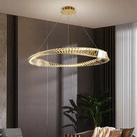 Lustre Salon moderne Led K9 Dimmable - Luxe Or Anneau Crystal Irregulier | Marco Lucetti