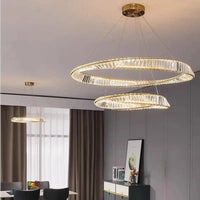 Lustre Salon moderne Led K9 Dimmable - Luxe Or Anneau Crystal Irregulier | Marco Lucetti