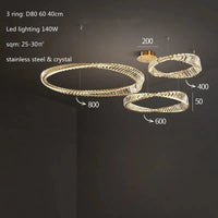 Lustre Salon moderne Led K9 Dimmable - Luxe Or Anneau Crystal Irregulier | Marco Lucetti D80 60 40cm 140W / Lumière à gradation à distance