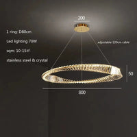 Lustre Salon moderne Led K9 Dimmable - Luxe Or Anneau Crystal Irregulier | Marco Lucetti D80cm 70W / Blanc naturel 4200K