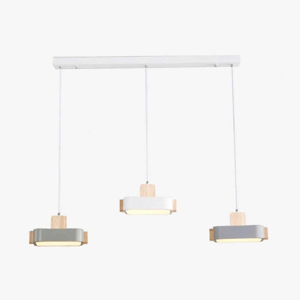 Lustre scandinave Ainhara LED & bois | Marco Lucetti Base rectangulaire / Chaude