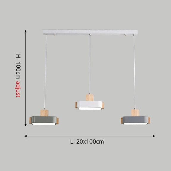 Lustre scandinave Ainhara LED & bois | Marco Lucetti Base rectangulaire / Froide