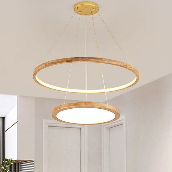 Lustre Scandinave en Bois avec Anneaux Lumineux Arya | Marco Lucetti