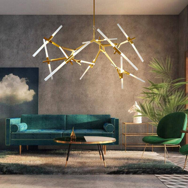 Lustre scandinave en tube à branches multiples. | Marco Lucetti