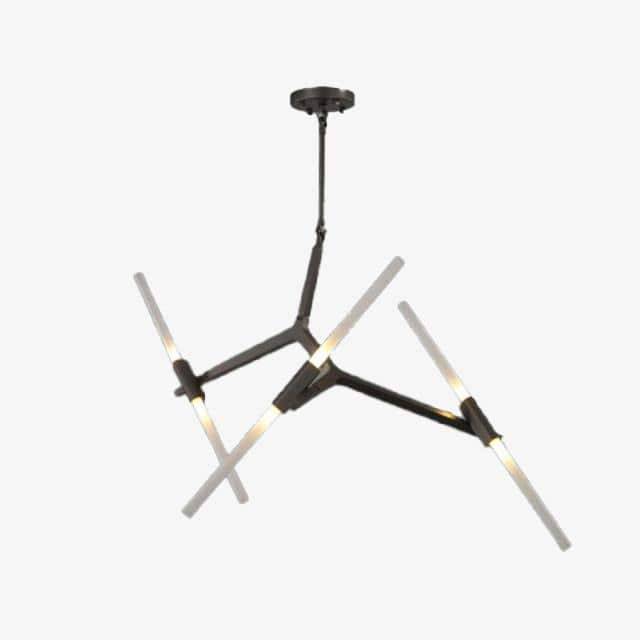 Lustre scandinave en tube à branches multiples. | Marco Lucetti Noir - 6 lampes