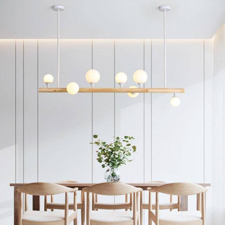 Lustre scandinave LED "Nordique Lumière" en bois et verre | Marco Lucetti