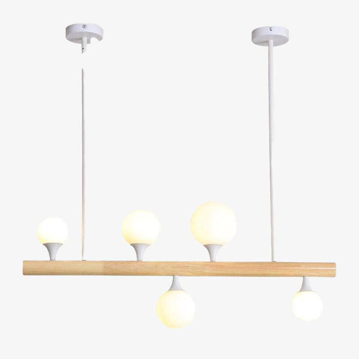 Lustre scandinave LED "Nordique Lumière" en bois et verre | Marco Lucetti 5 lampes