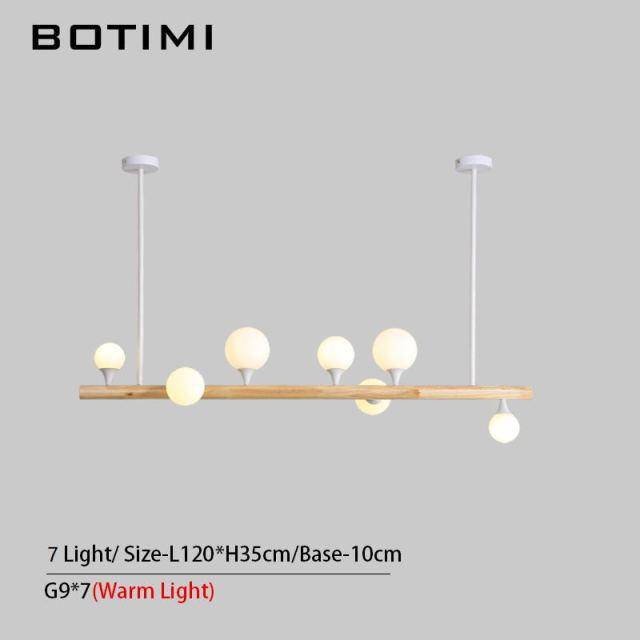 Lustre scandinave LED "Nordique Lumière" en bois et verre | Marco Lucetti 7 lampes