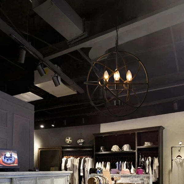 Lustre Sphère Industriel Vintage en Fer Forgé | Marco Lucetti