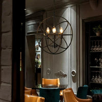 Lustre Sphère Industriel Vintage en Fer Forgé | Marco Lucetti D420mm 4 Lumières