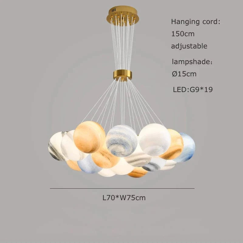 Lustre Sphérique Planète LED Moderne Réglable en Hauteur - Idéal pour la Décoration | Marco Lucetti Feux D 19 / Lumière chaude