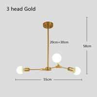 Lustre Spoutnik Satellite Moderne à 3, 6 ou 9 Branches Suspendues | Marco Lucetti 3 têtes Or