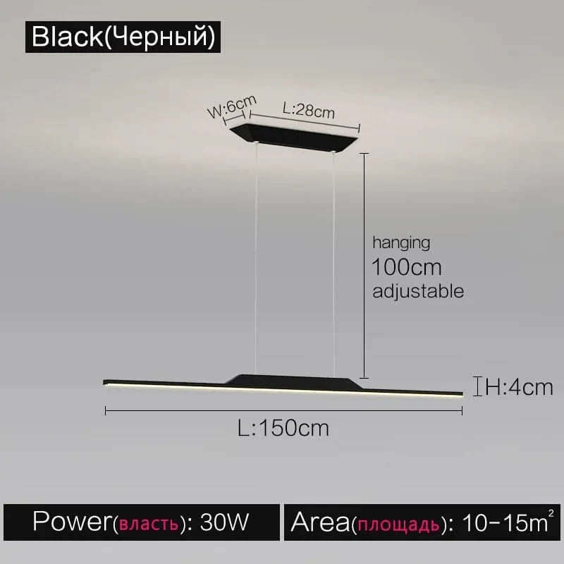 Lustre Studio : Style Italien Moderne Minimal | Marco Lucetti Noir A 150cm / Blanc chaud (3000k)