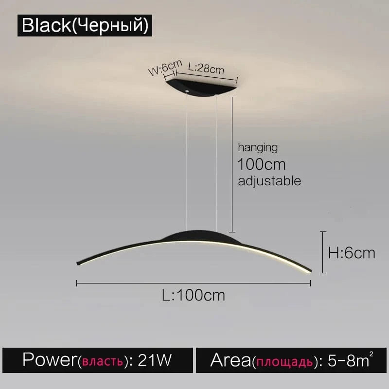 Lustre Studio : Style Italien Moderne Minimal | Marco Lucetti Noir B 100cm / Blanc chaud (3000k)