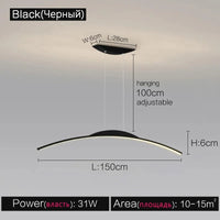 Lustre Studio : Style Italien Moderne Minimal | Marco Lucetti Noir B 150cm / Blanc chaud (3000k)