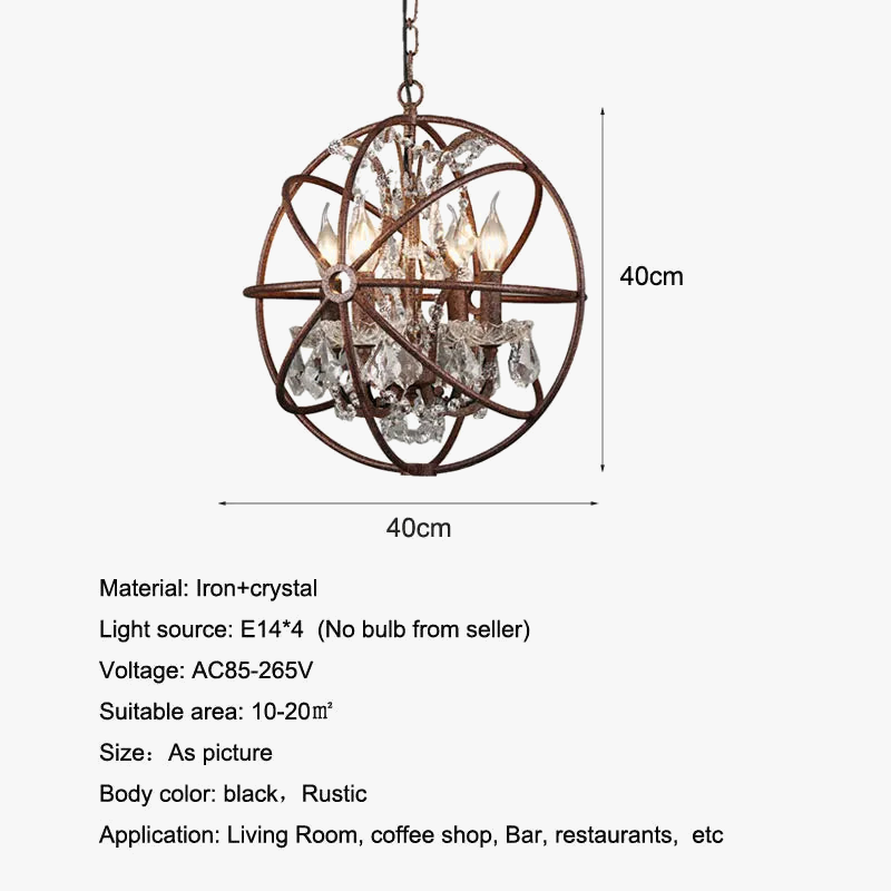 Lustre style loft américain rétro en cristal pour bar & restaurant